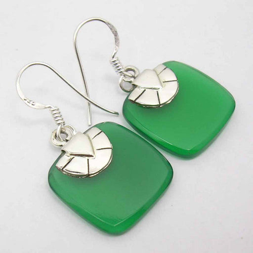 Cercei Argint 925 cu Onix Verde, 3,4 cm lungime