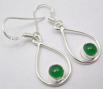 Cercei Argint 925 cu Onix Verde , 3.5 cm lungime