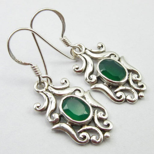 Cercei Argint 925 cu Onix Verde 3,5 cm lungime