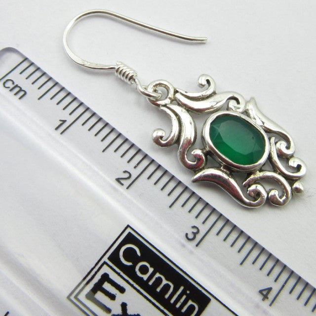 Cercei Argint 925 cu Onix Verde 3,5 cm lungime