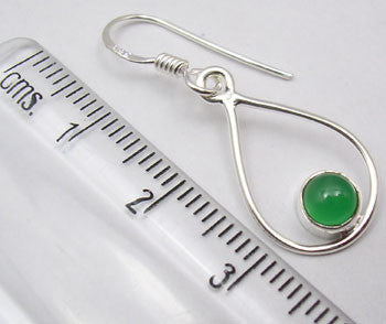 Cercei Argint 925 cu Onix Verde , 3.5 cm lungime
