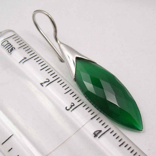 Cercei Argint 925 cu Onix Verde, 4.4 cm lungime