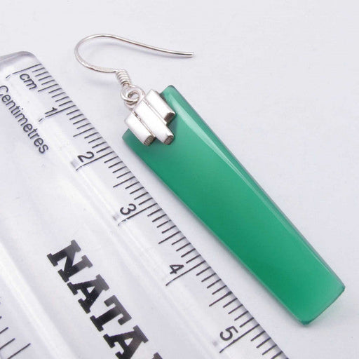 Cercei Argint 925 cu Onix Verde, 5.3 cm lungime