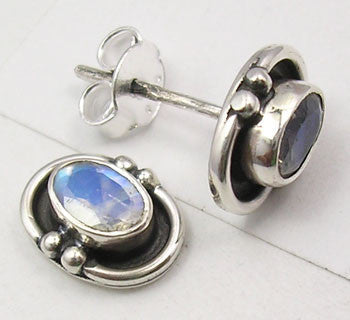 Cercei Argint 925 cu Piatra Lunii, 1 cm lungime