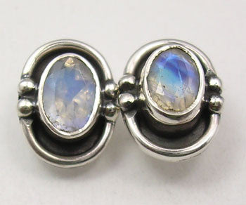 Cercei Argint 925 cu Piatra Lunii, 1 cm lungime