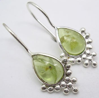 Cercei Argint 925 cu Peridot, 2.8 cm lungime