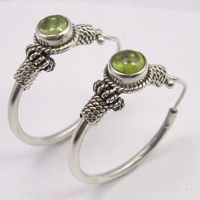 Cercei Argint 925 cu Peridot, 3.1 cm lungime