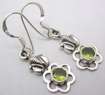 Cercei Argint 925 cu Peridot, 3.5 cm lungime