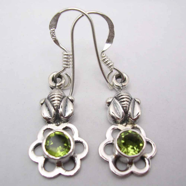 Cercei Argint 925 cu Peridot, 3.5 cm lungime