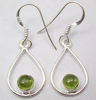 Cercei Argint 925 cu Peridot, 3.5cm lungime