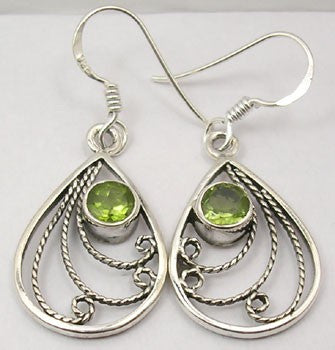 Cercei Argint 925 cu Peridot, 3.8 cm lungime