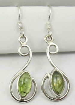 Cercei Argint 925 cu Peridot, 4.0 cm lungime
