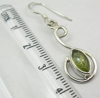 Cercei Argint 925 cu Peridot, 4.0 cm lungime