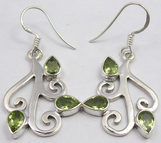 Cercei Argint 925 cu Peridot, 4,1 cm lungime