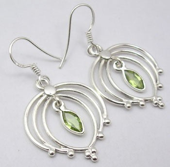 Cercei Argint 925 cu Peridot, 4.1 cm lungime