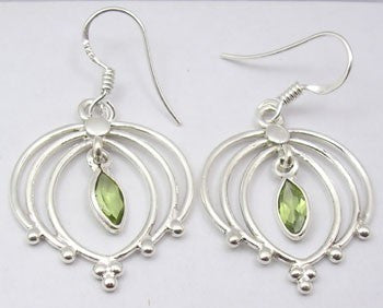 Cercei Argint 925 cu Peridot, 4.1 cm lungime