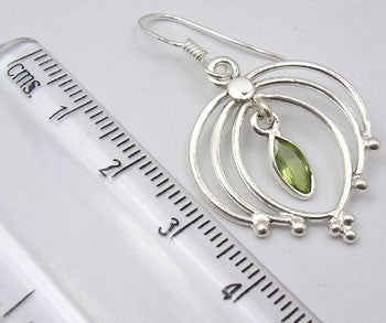 Cercei Argint 925 cu Peridot, 4.1 cm lungime
