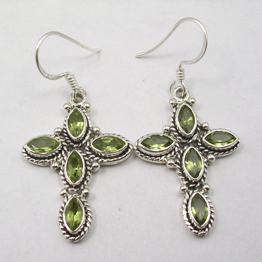 Cercei Argint 925 cu Peridot, 4.3 cm lungime