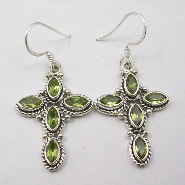 Cercei Argint 925 cu Peridot, 4.3 cm lungime