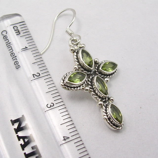 Cercei Argint 925 cu Peridot, 4.3 cm lungime