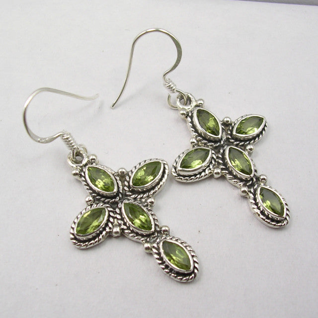 Cercei Argint 925 cu Peridot, 4.3 cm lungime