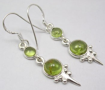 Cercei Argint 925 cu Peridot, 4.4 cm lungime