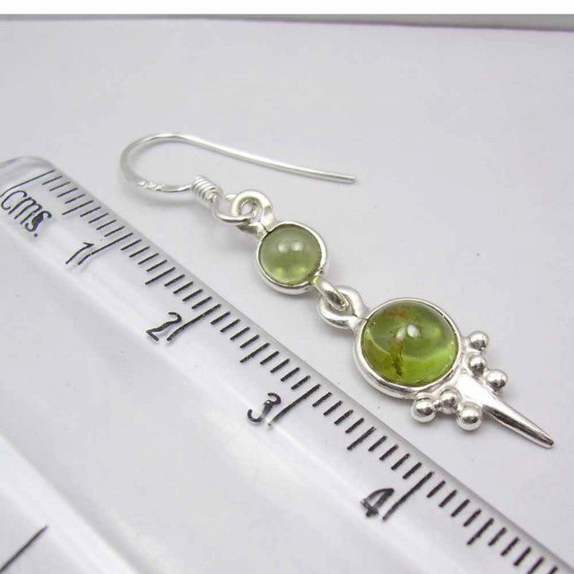 Cercei Argint 925 cu Peridot, 4.4 cm lungime