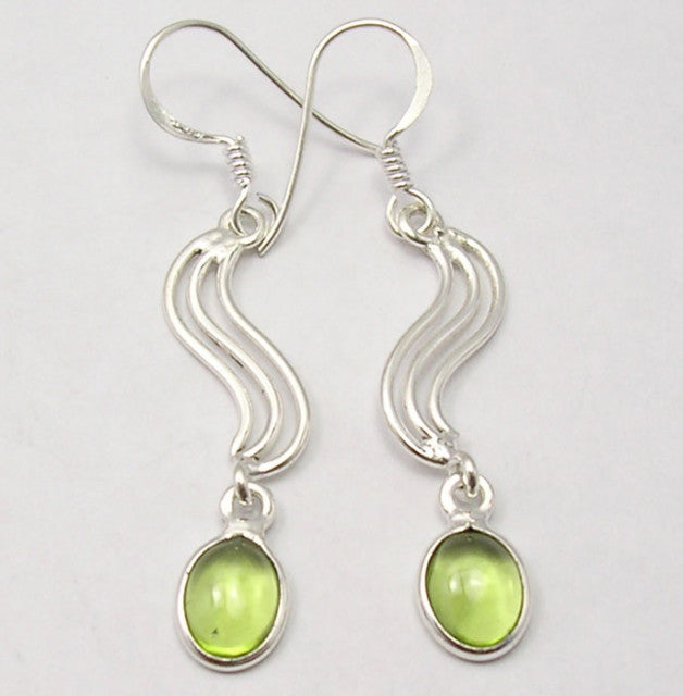 Cercei Argint 925 cu Peridot, 4,8 cm lungime