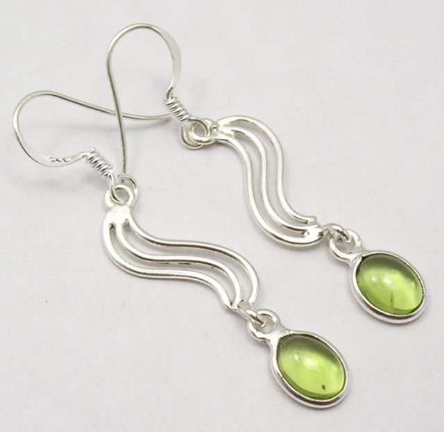 Cercei Argint 925 cu Peridot, 4,8 cm lungime