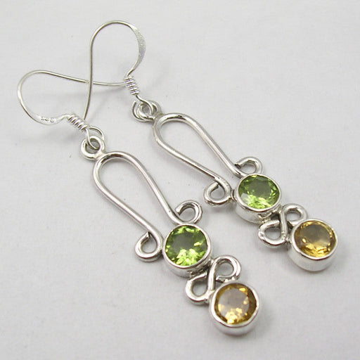 Cercei Argint 925 cu Peridot si Citrin, 5.1 cm lungime