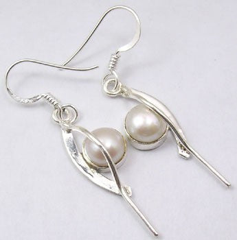 Cercei Argint 925 cu Perla Fresh Water, 4,5 cm lungime