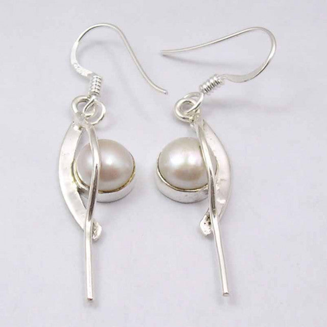 Cercei Argint 925 cu Perla Fresh Water, 4,5 cm lungime