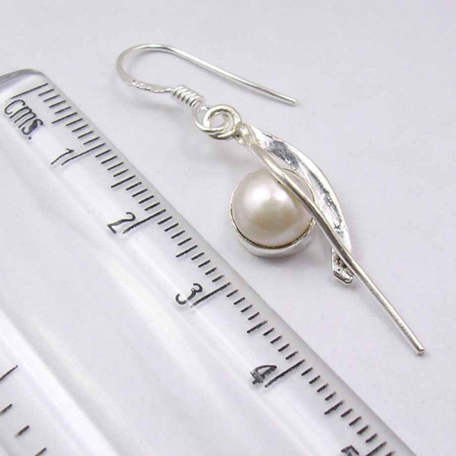 Cercei Argint 925 cu Perla Fresh Water, 4,5 cm lungime