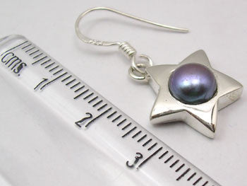 Cercei Argint 925 Cu Perla Gri , 3 cm lungime