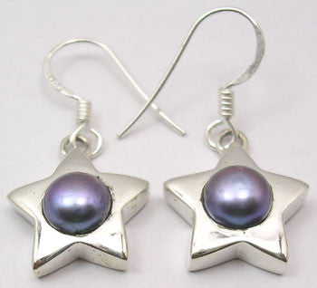 Cercei Argint 925 Cu Perla Gri , 3 cm lungime