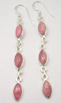 Cercei Argint 925 cu Rodocrozit, 6.6 cm lungime