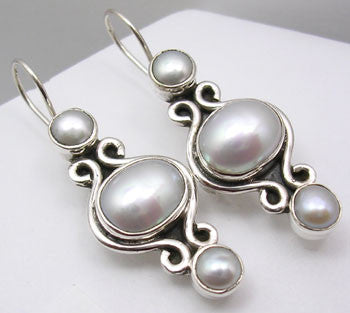 Cercei Argint 925 cu Perle FRESH WATER, 3.8 cm lungime