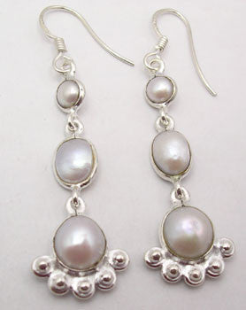 Cercei Argint 925 cu PERLE FRESH WATER, 5.5 cm lungime