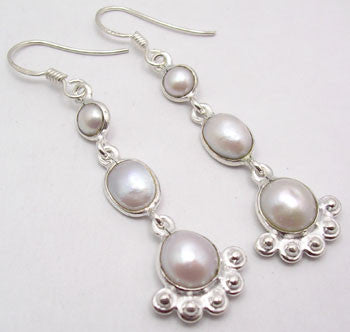 Cercei Argint 925 cu PERLE FRESH WATER, 5.5 cm lungime