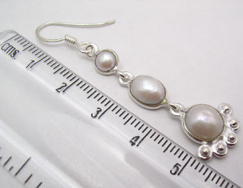 Cercei Argint 925 cu PERLE FRESH WATER, 5.5 cm lungime