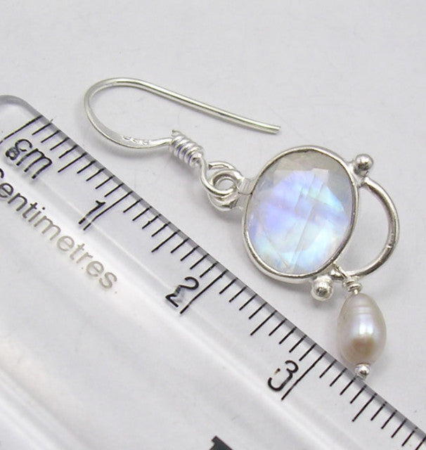 Cercei Argint 925 cu Piatra Luni,i 3,9 cm lungime