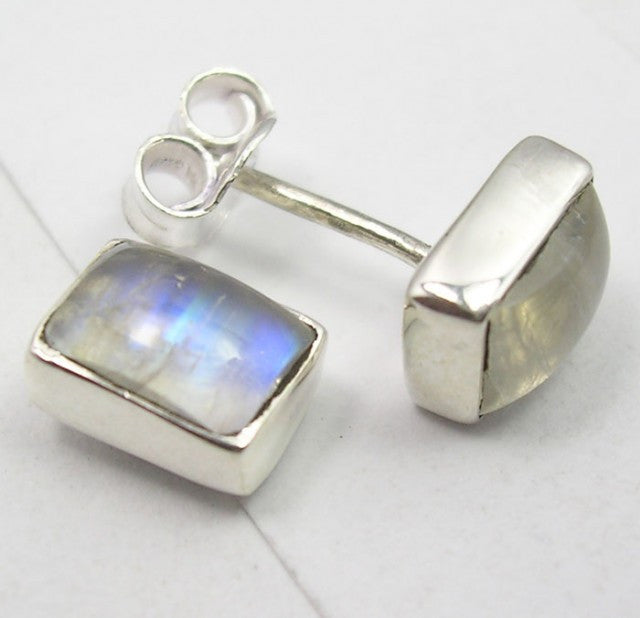 Cercei Argint 925 cu Piatra Lunii, 0.8 cm lungime