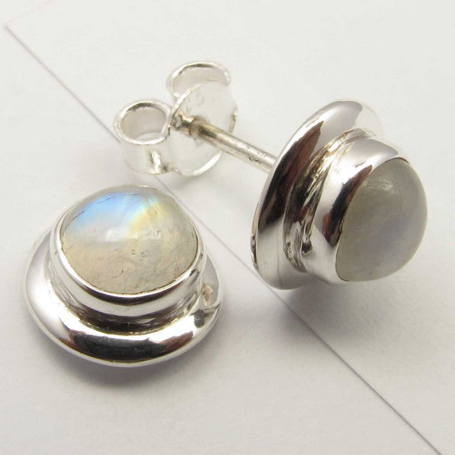 Cercei Argint 925 cu Piatra Lunii, 0.9 cm lungime