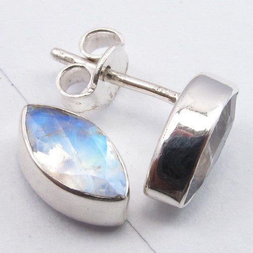 Cercei Argint 925 cu Piatra Lunii, 1.1 cm lungime