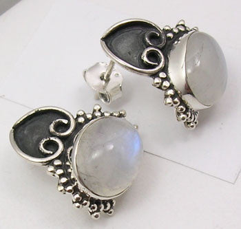 Cercei Argint 925 cu Piatra Lunii, 1.8 cm lungime