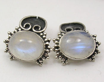 Cercei Argint 925 cu Piatra Lunii, 1.8 cm lungime