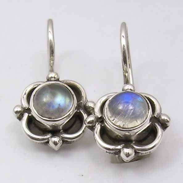 Cercei Argint 925 cu Piatra Lunii, 1.8 cm lungime