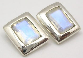 Cercei Argint 925 cu Piatra Lunii, 1 cm lungime