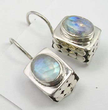 Cercei Argint 925 cu Piatra Lunii, 2.1 cm lungime