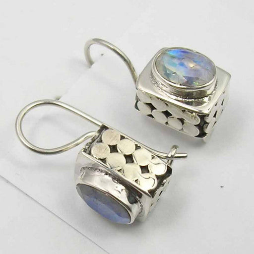 Cercei Argint 925 cu Piatra Lunii, 2.1 cm lungime